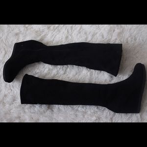 Suede Black Boots with Wedge Heel