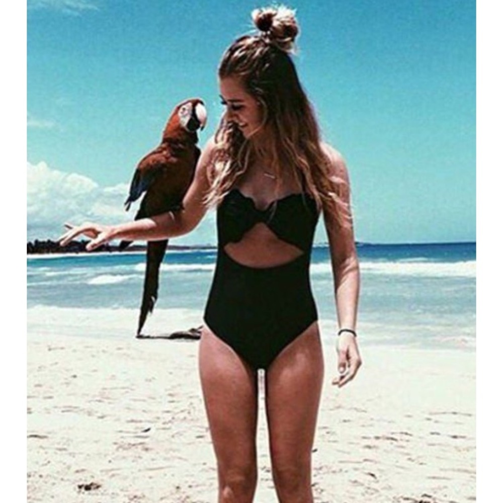 Black one piece bathing suit