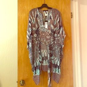 BCBG Kimono style dress with nude slip.