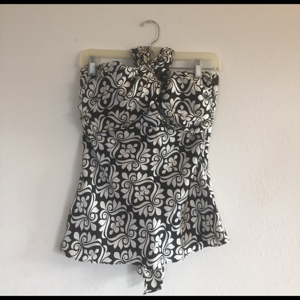 Black and white halter top