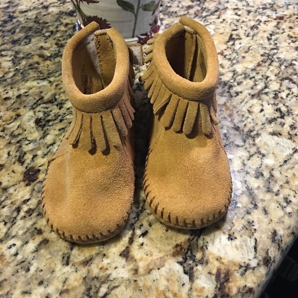 Minnetonka leather booties.