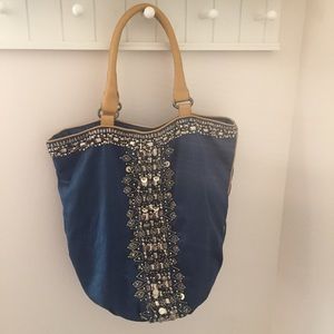 Beautiful beaded silk Miss Albright tote