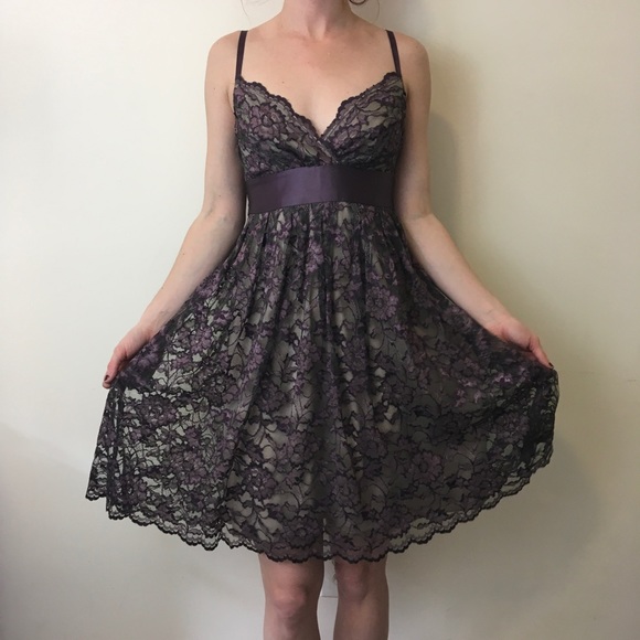 Aqua Dresses & Skirts - Aqua Purple Lace Overlay Sleeveless Dress