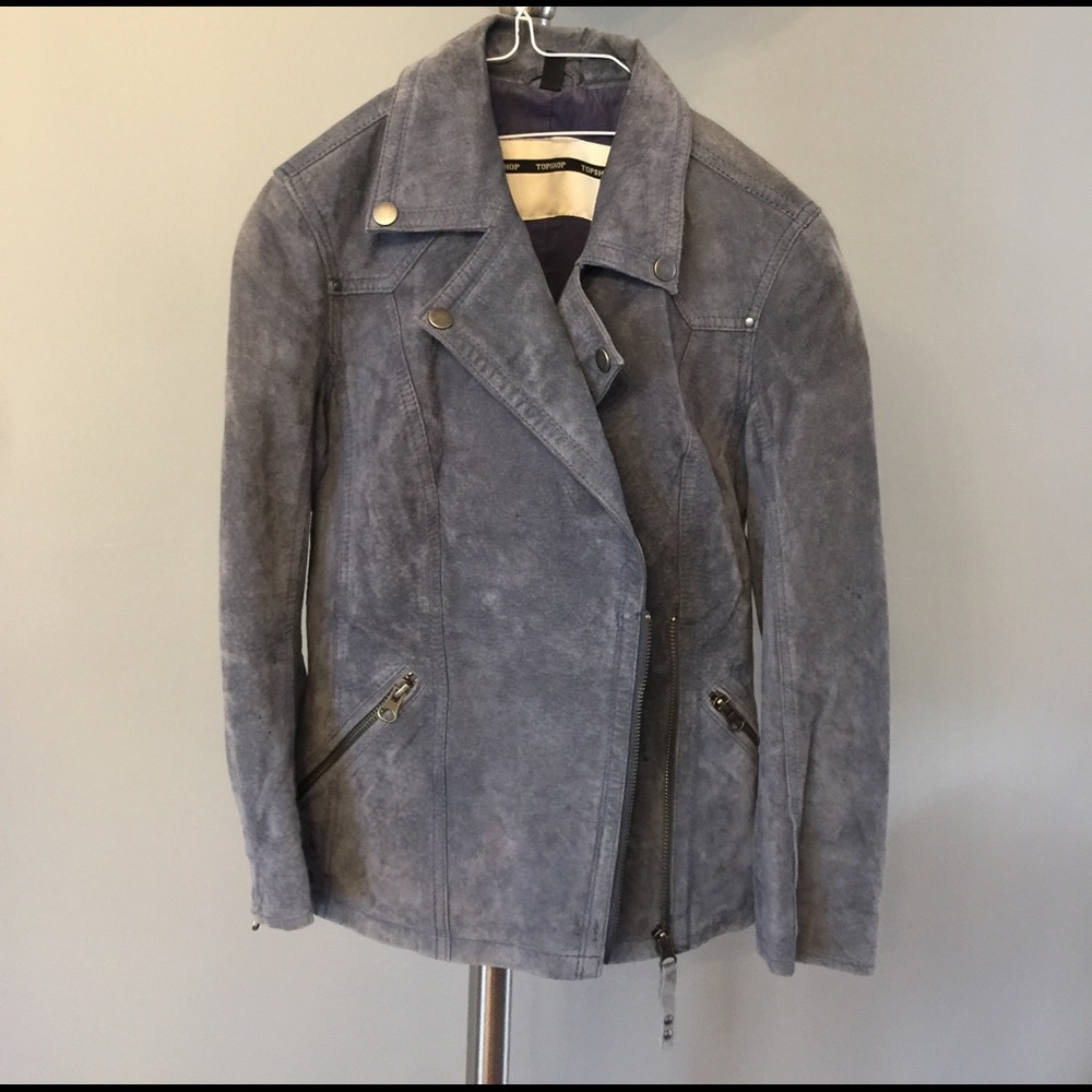 Blue suede biker jacket