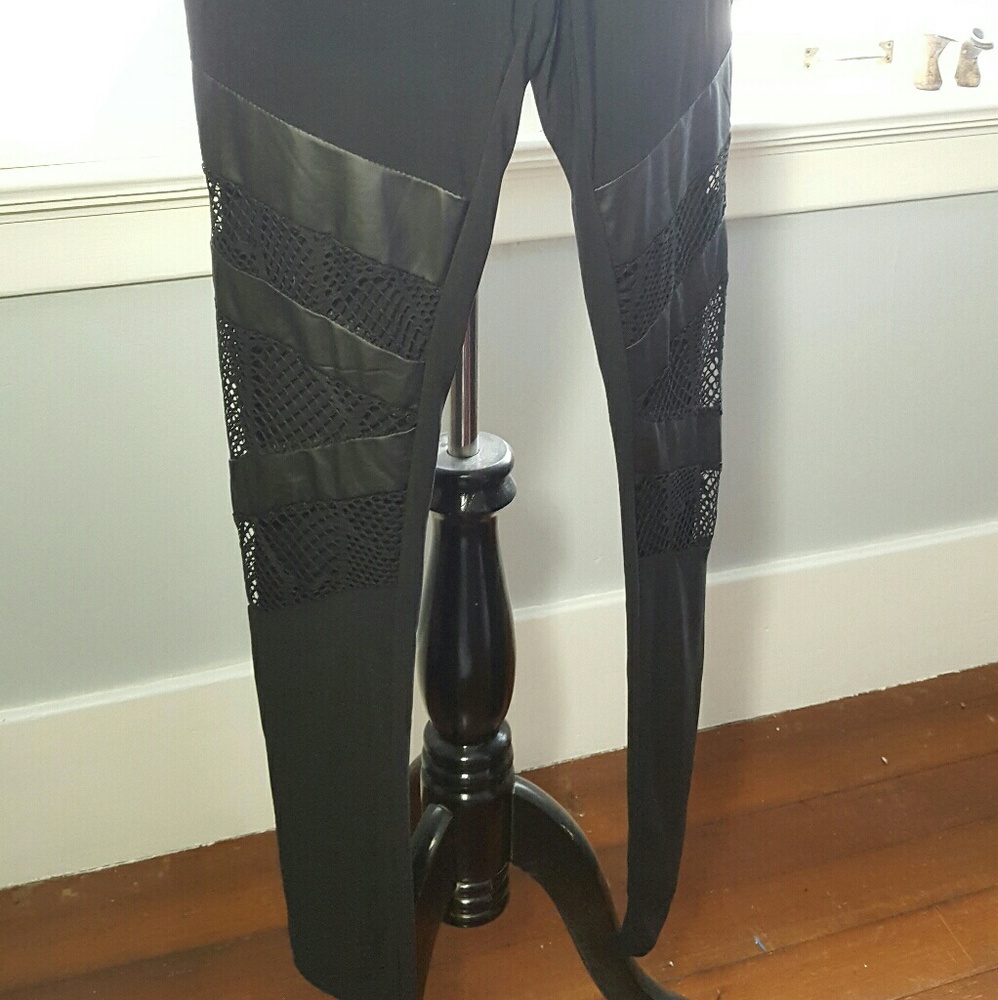 Black leggings with fishnet detail