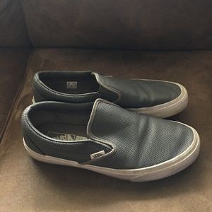 Grey Leather Women's Slip-on Vans size 11