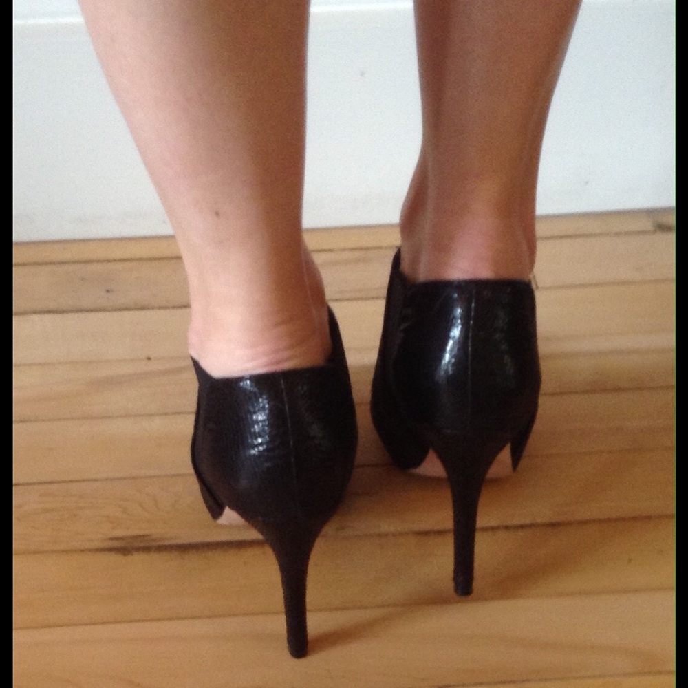 leather snake skin ankle boots