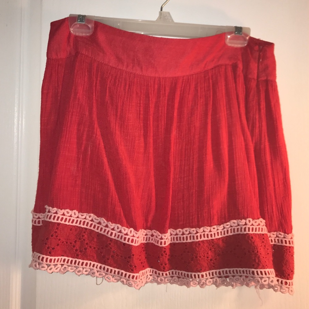 red mini skirt