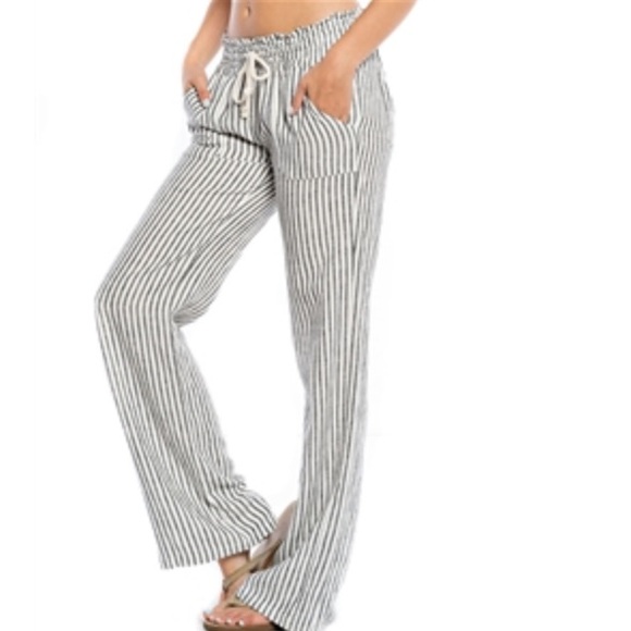 LAST ONE (S) Linen Blend Drawstring Pants - Picture 2 of 3