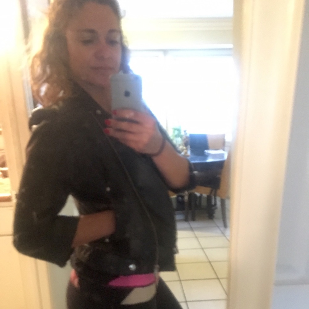Black Genuine Leather Moto Jacket Sz 8