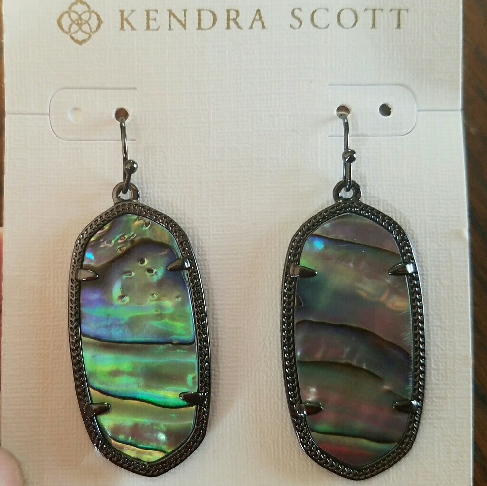 NWT GUNMETAL ABALONE ELLE EARRINGS