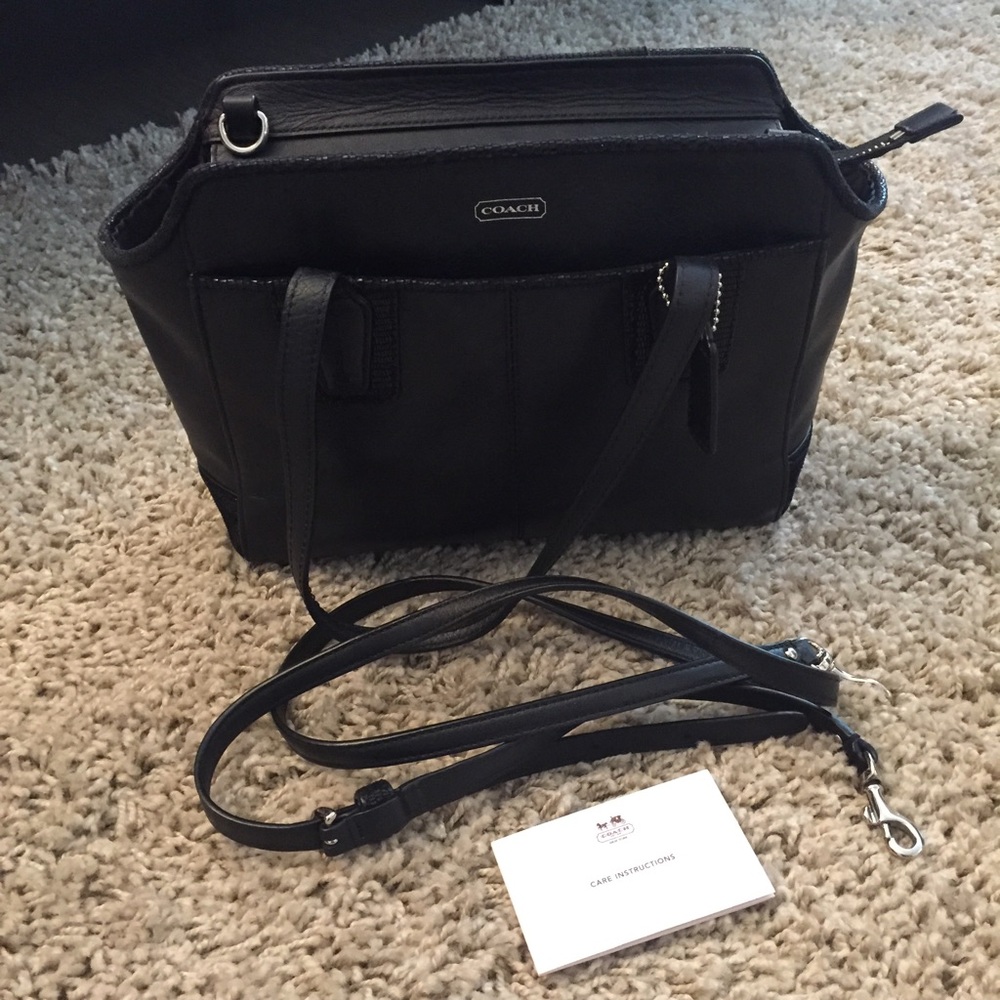 Coach black leather sling bag with sparkly lining
