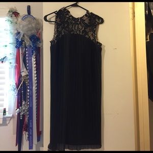 Lace mock neck flowy dress