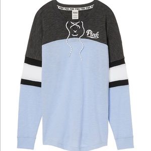 Pink lace up varsity crew!