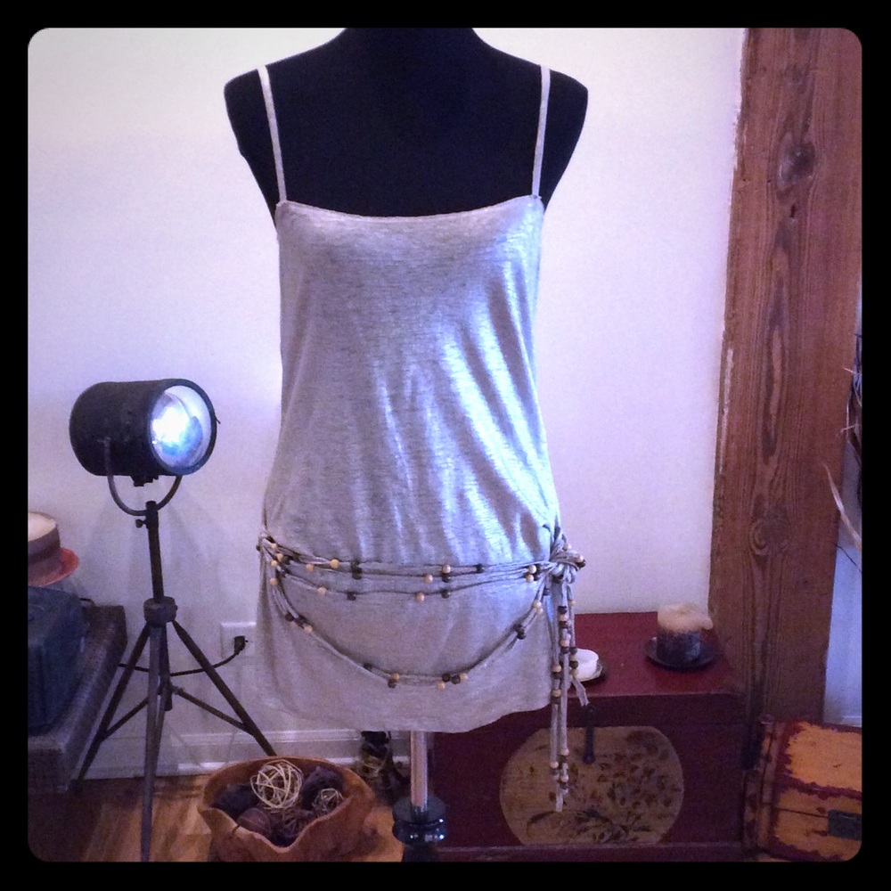 IISLI New York Silver Linen Tank W/ Beaded Belt
