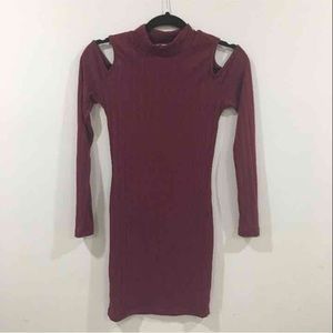 Burgundy (wine) cold shoulder dress