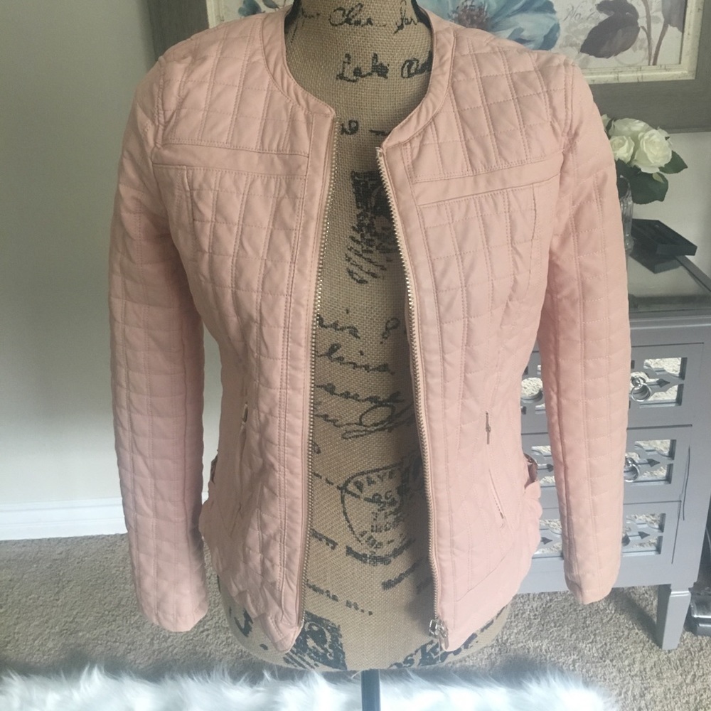 🖐SOLD🖐Pink leather zip up jacket