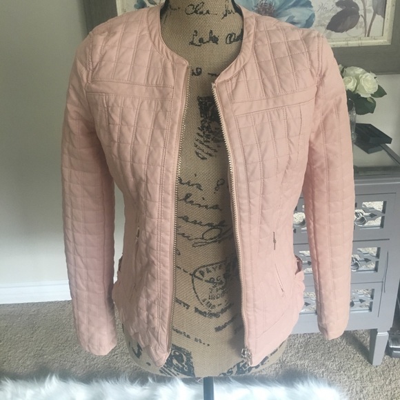 🖐SOLD🖐Pink leather zip up jacket - Picture 1 of 2