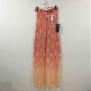 BEBE orange summer maxi dress