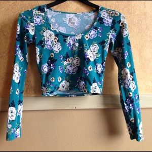 Floral, long sleeve, crop top