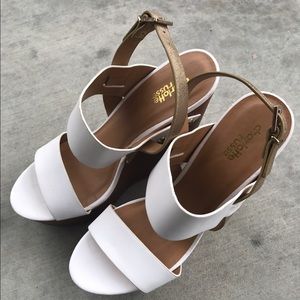 White & Gold Wedges