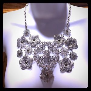 Statement necklace of Filigree flowers.