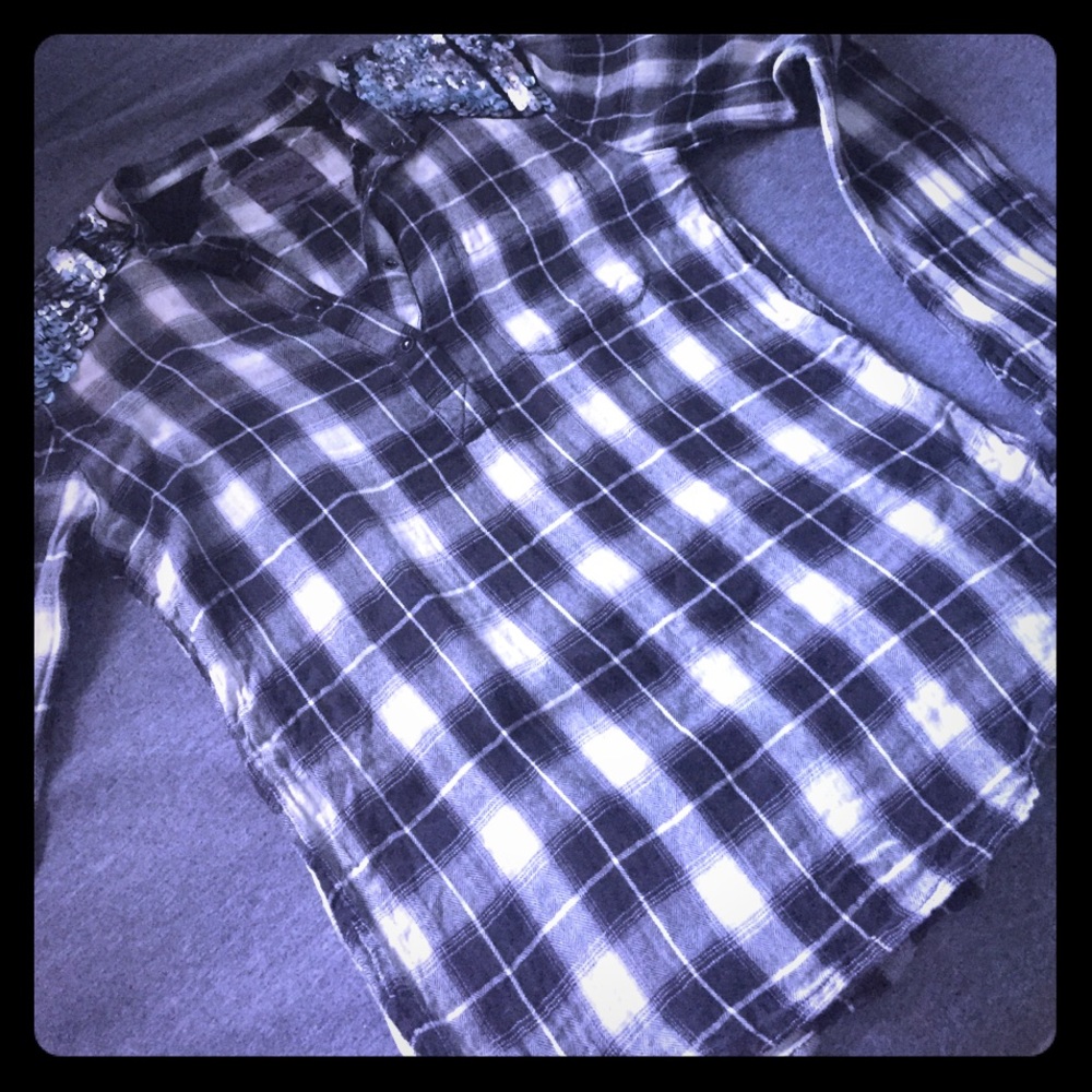 Embellished Black and White Flannel Women's XS
