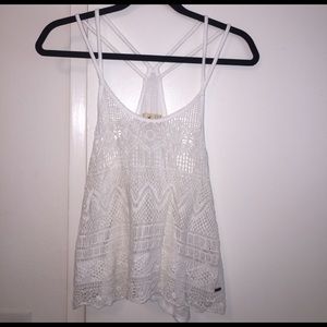 hollister crochet white tank