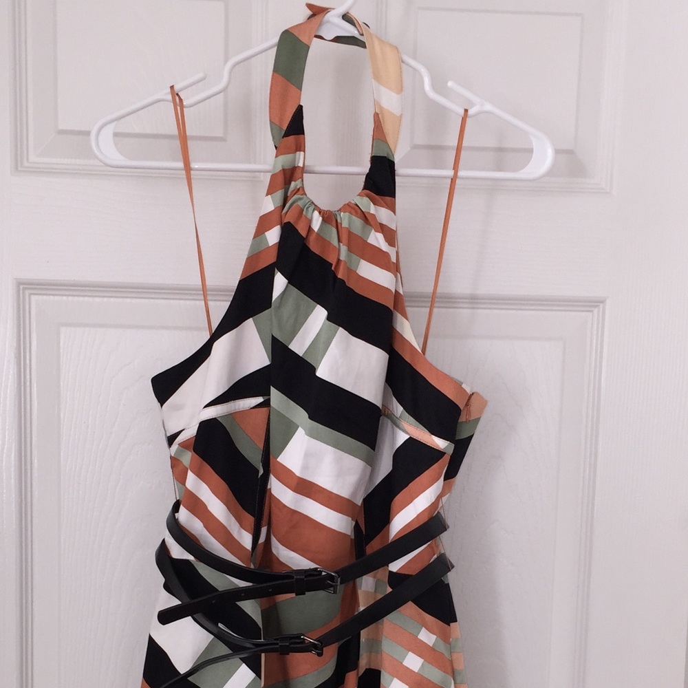 Jessica Simpson Circle Halter Belted Print Dress