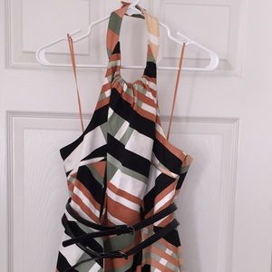 Jessica Simpson Circle Halter Belted Print Dress