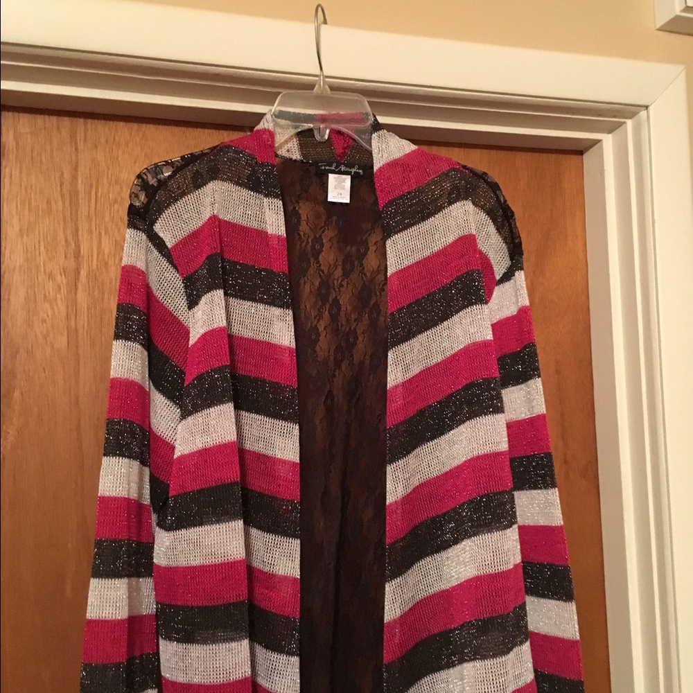 Long sleeve lace cardigan.