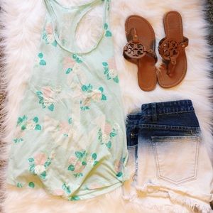 Mint Floral/Anchor Tank