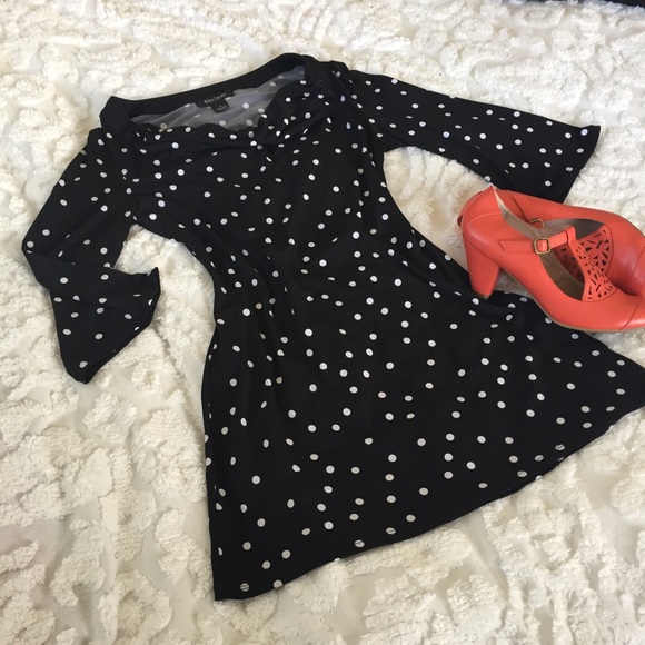 Pretty Black Dress with White Polka Dots - Picture 2 of 3