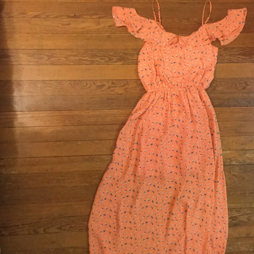 Urban Outfitters Orange Floral Midi Dress