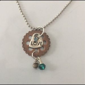 Unique gear pendant, 18" silver tone ball chain