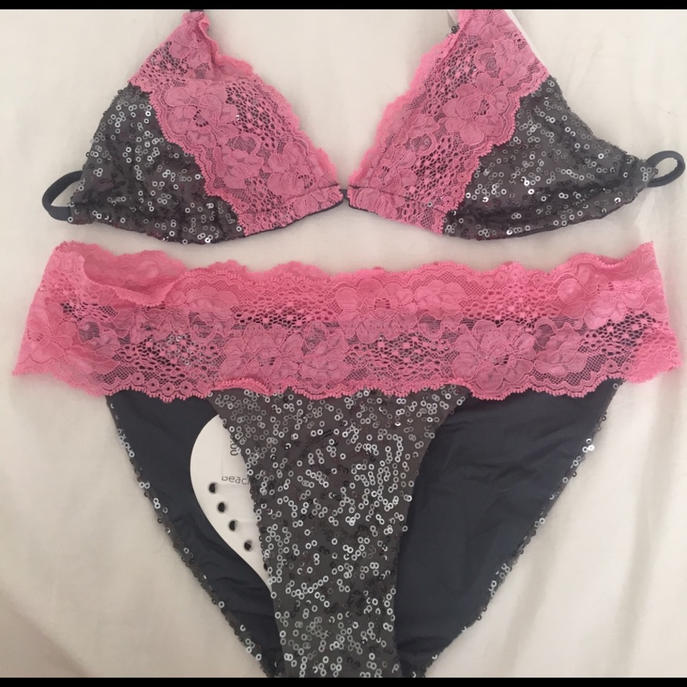 Sequins gray and pink bikini