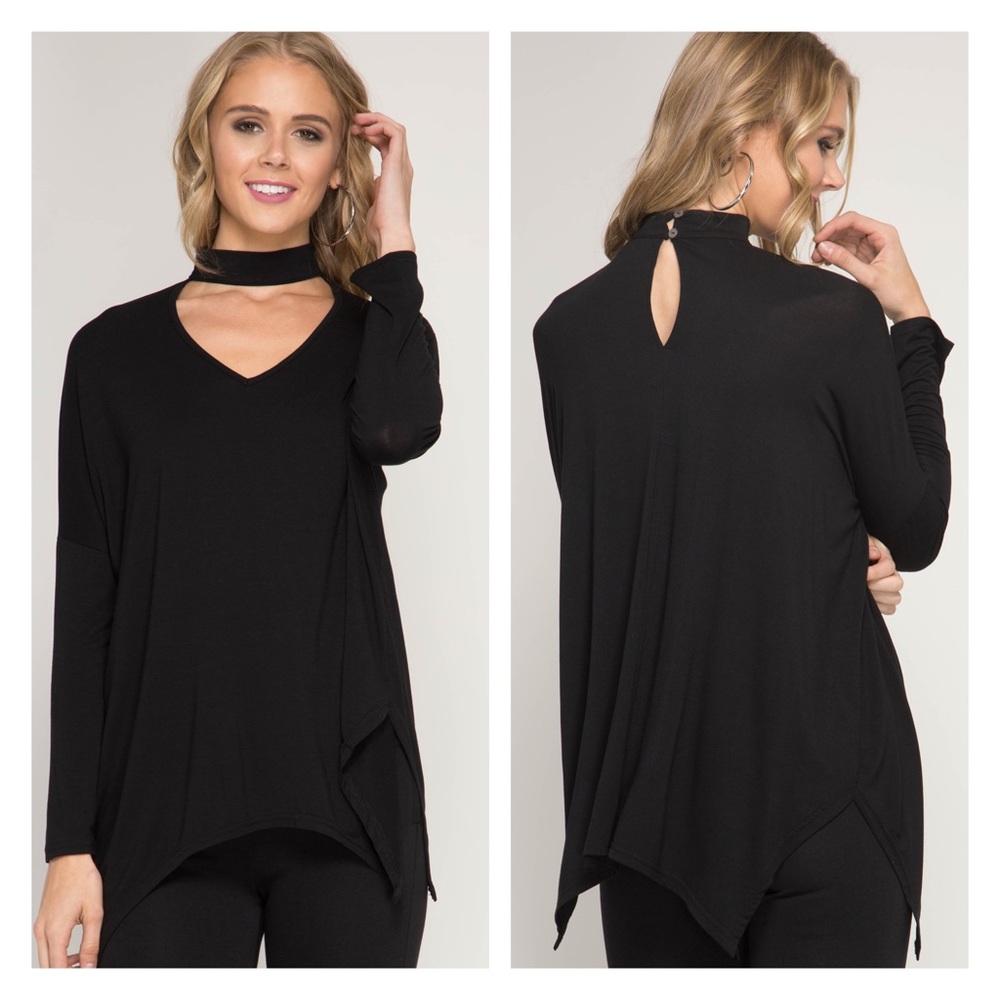 Long sleeve rayon top with choker
