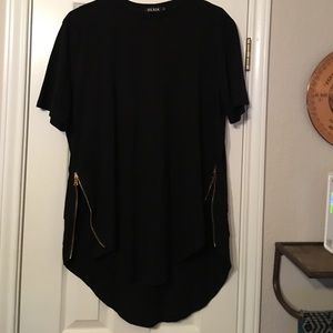 Black longline shirt with zippers