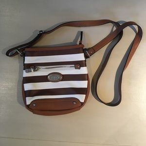 BOC Born O Concept Brown & White Striped Crossbody