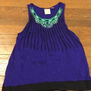 Anthropologie Beaded Swing Tank