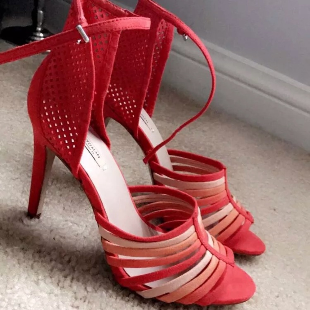 Zara Orange Strappy High Heel Sandals - 39