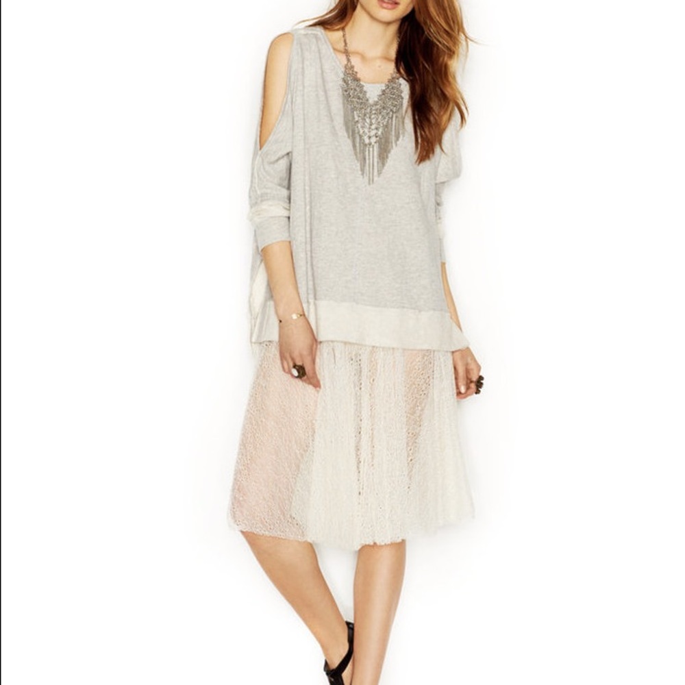 Free People Sheer Lace-Overlay Midi Culottes😍