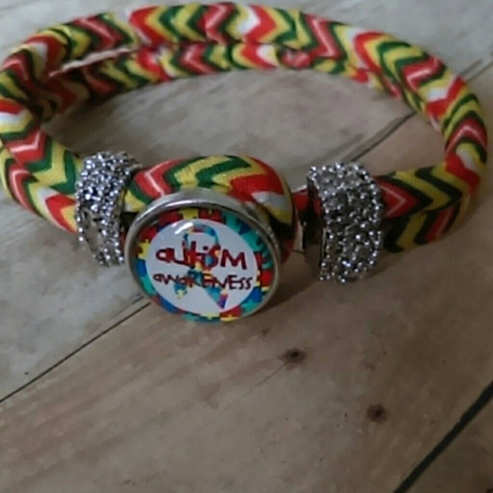 Autism awareness snap button bracelet