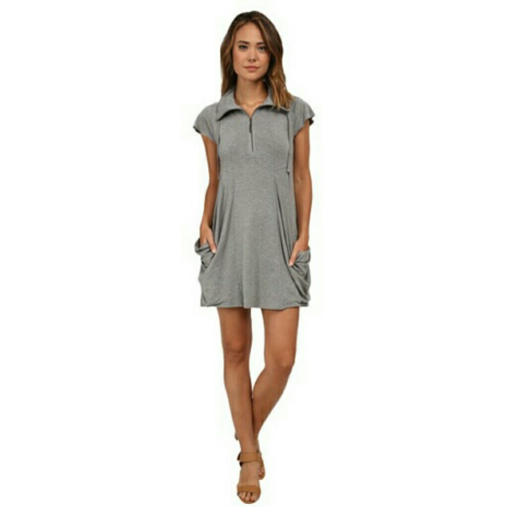 Kensie Gray Drapey French Terry Dress