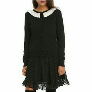 Hot Topic Black and White Lace Cardigan