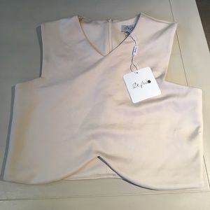 Cream Satin Stretchy Crop Top by De Phil  M