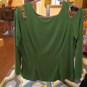 Cold shoulder long sleeve green blouse