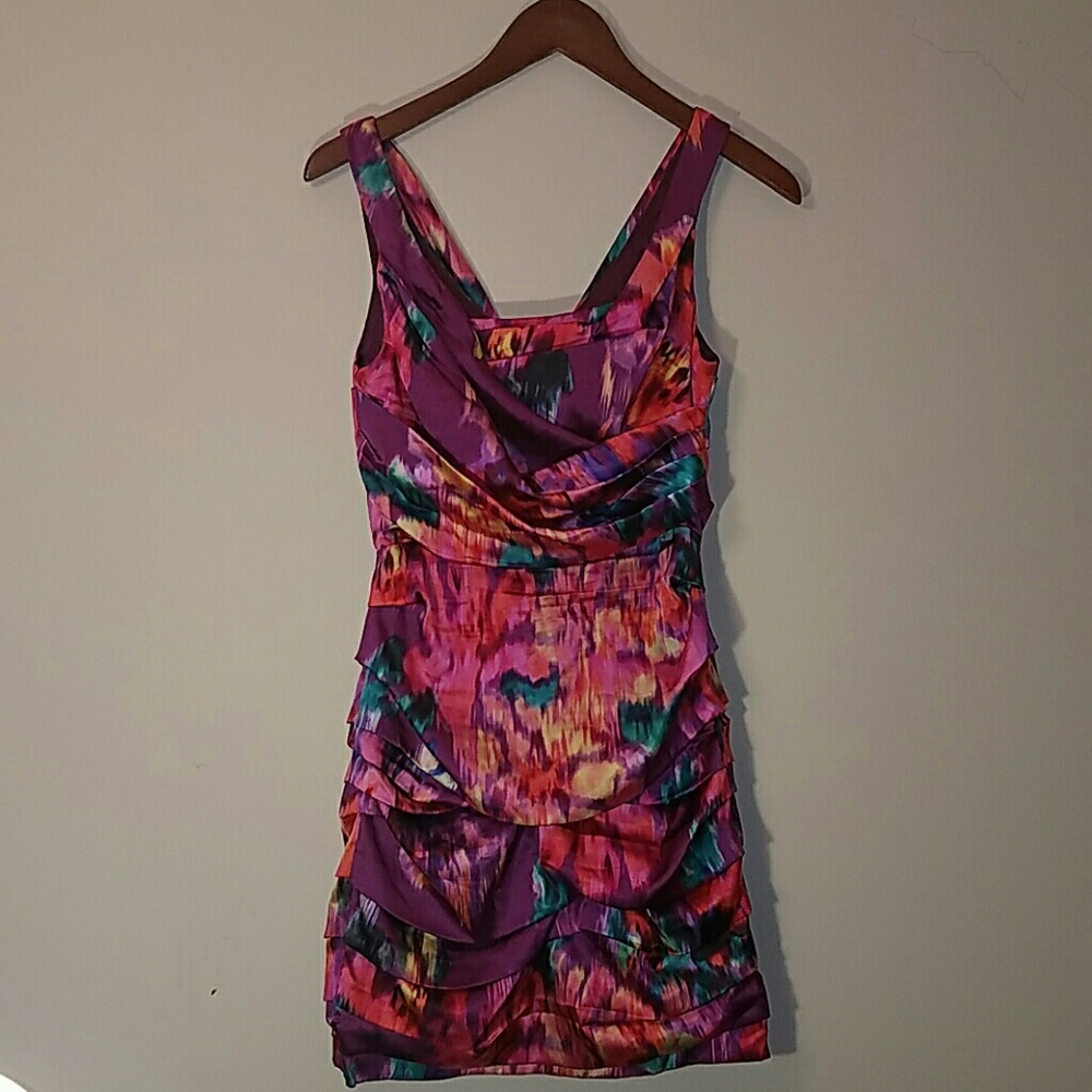 Express Watercolor Rouched Dress