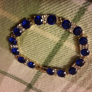 Beautiful blue cz and cz sapphire tennis bracelet