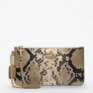 Coach Madison embossed python chain wristlet